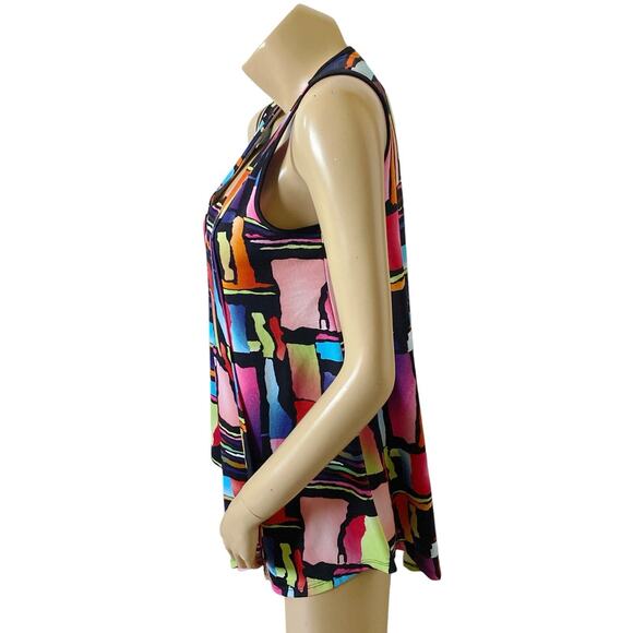 GITANE Womens Size Small Sleeveless Asymmetric Mod Retro Tunic Tank Top Shirt - Picture 2 of 8